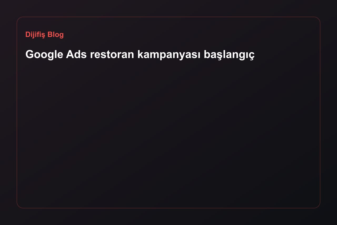 Google Ads restoran kampanyası başlangıç