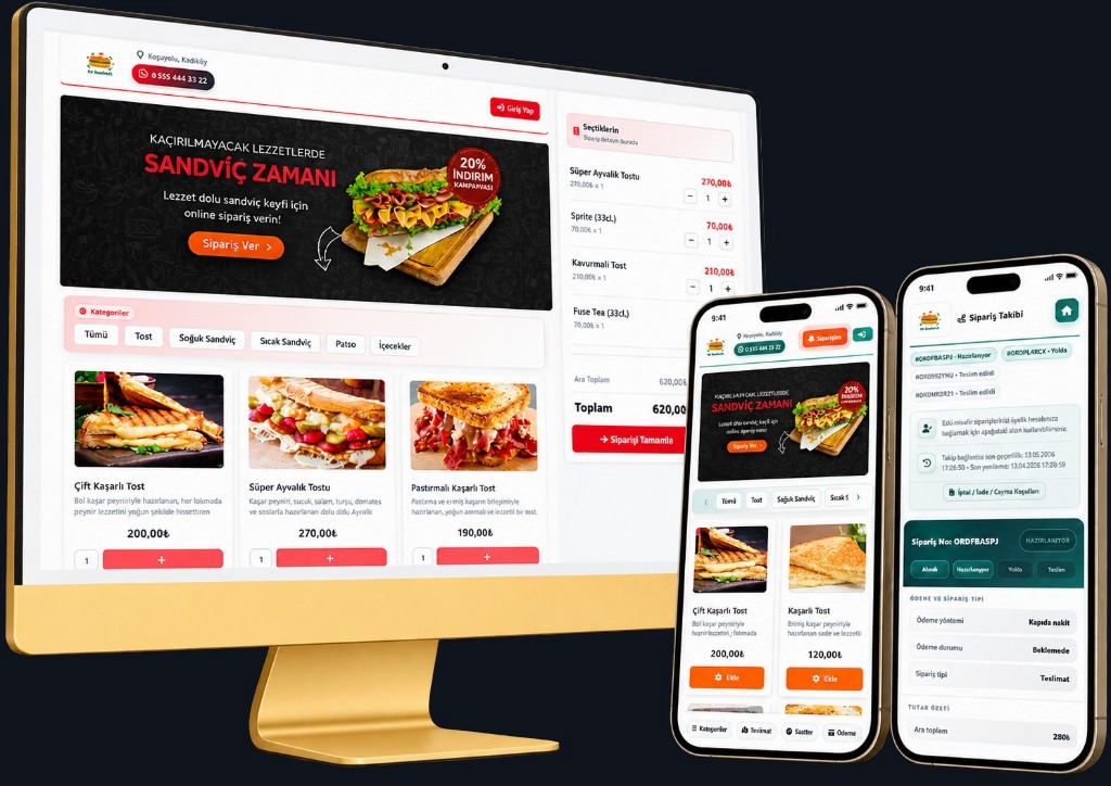 Street-food ordering site on a phone