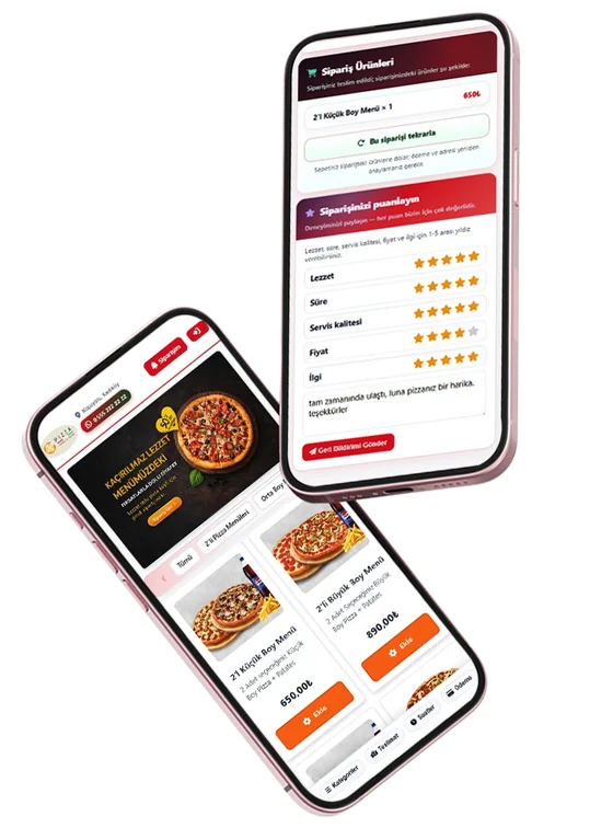 Online ordering system screen