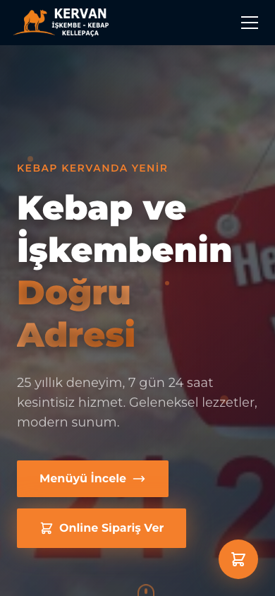 Kervan Restaurant-Website Mobilansicht