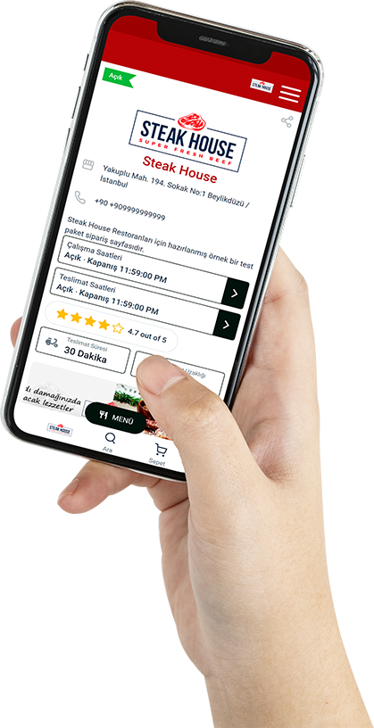 Restoran sipariş sistemi mobil görünümü